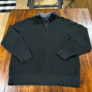 Van Heusen Black Quarter Zip Ribbed Black Sweater Men's Large